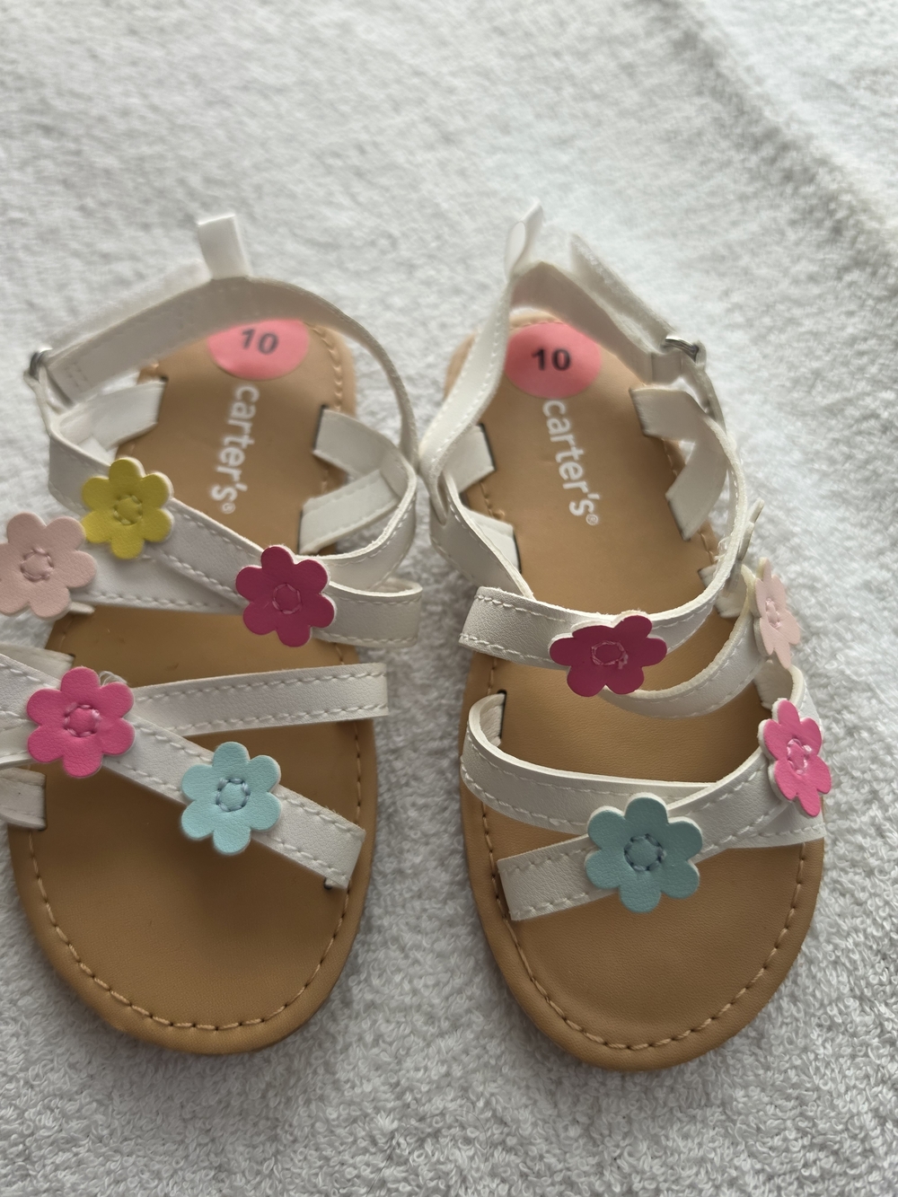 Carter's White Floral Strap Sandals with Multicolor Flowers
